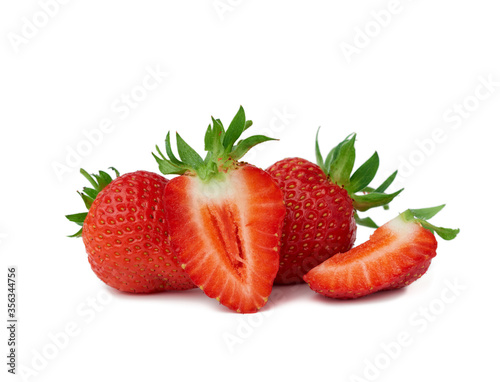 heap of ripe red juicy strawberries isolated on white background