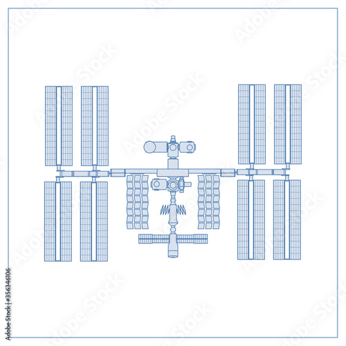 International Space Station plot on white background. Isolated vector illustration.