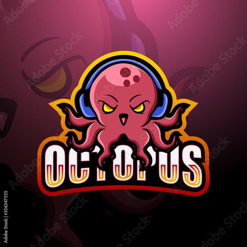 Octopus mascot esport logo design