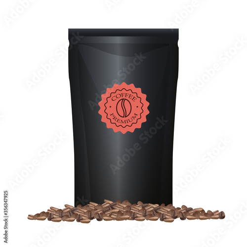 coffee black paper bag elegant packing product with grains
