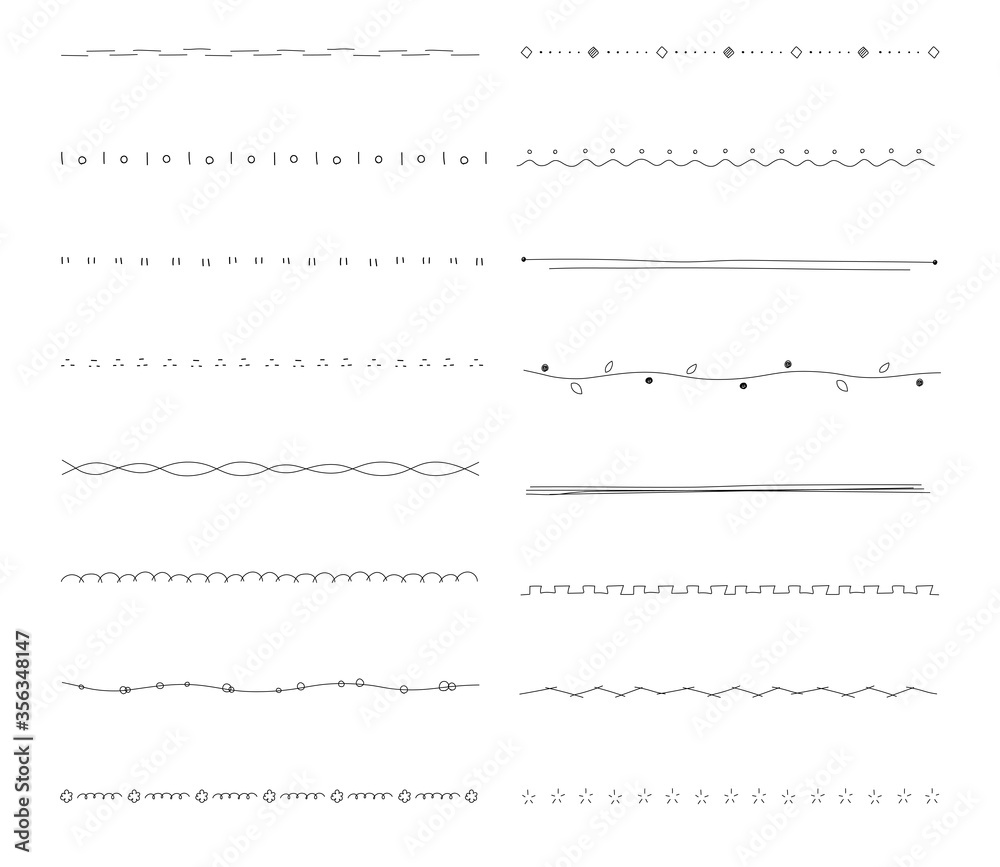 手書きの線のセット／仕切り／おしゃれ／かわいい