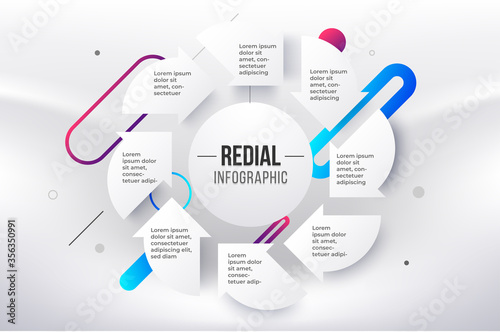 Radial infographic template. 8 step circle infographic.