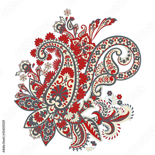 isolated Paisley pattern in indian style. Floral vector illustration