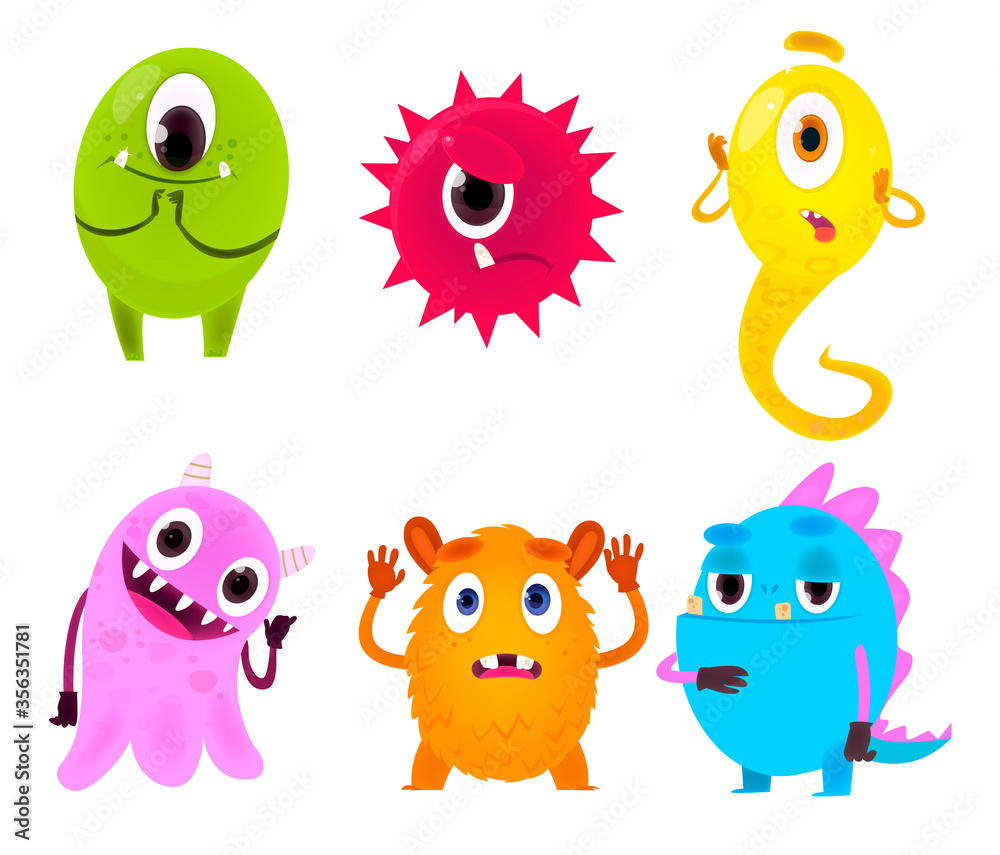 Fototapeta premium Set of colorful cartoon monsters.