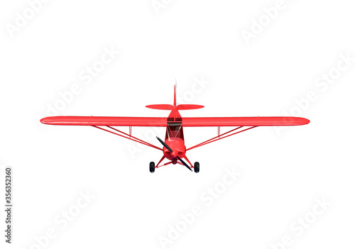 Flying airplane and banner on blue sky. 3D illustration