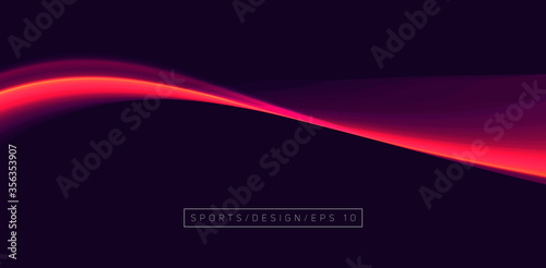 Absatrct wave in 3d space, surface of curve, design element on dark backgroung, bright light edge