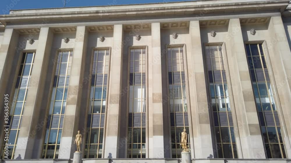 Facade of National Navy Museum in Paris. Panning Facade of National Navy Museum in Paris. Panning