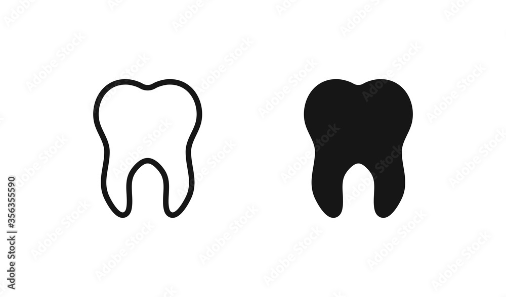 Tooth icon in flat style. Illustration set vector graphic