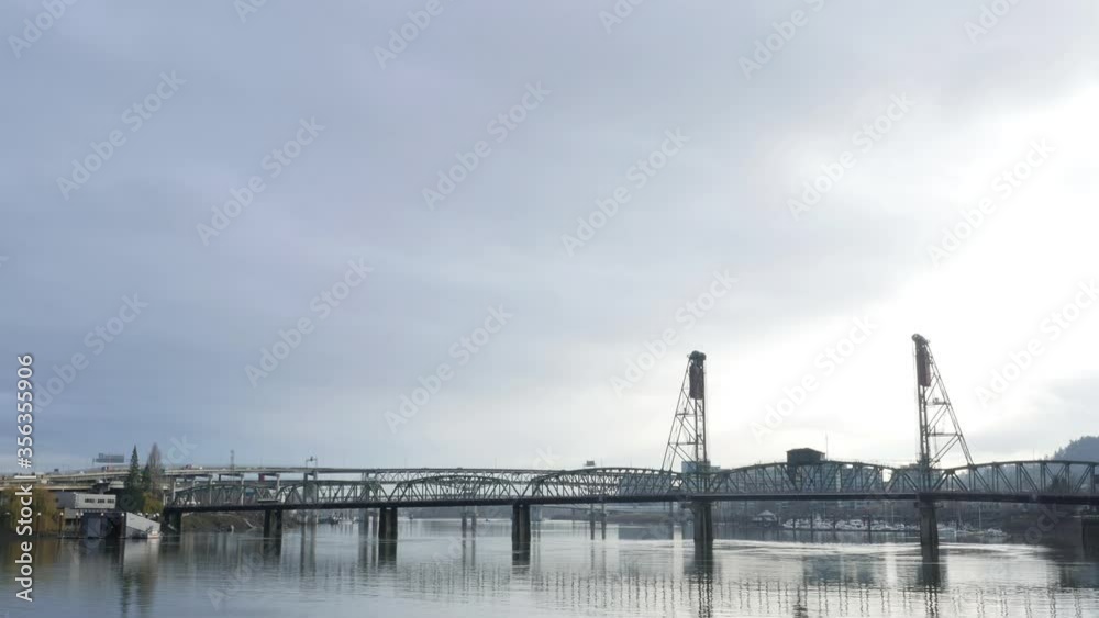 Hawthorne Bridge time lapse in Portland Oregon USA America on the Willamette river with people walking shot in 4k High Resolution Hawthorne Bridge time lapse in Portland Oregon USA America on the Willamette river with people walking shot in 4k High Resolution