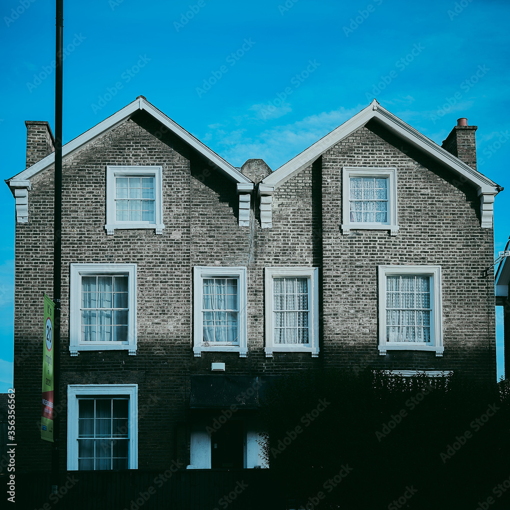 Typical English Terraced Houses with blue sky Typical English Terraced Houses with blue sky