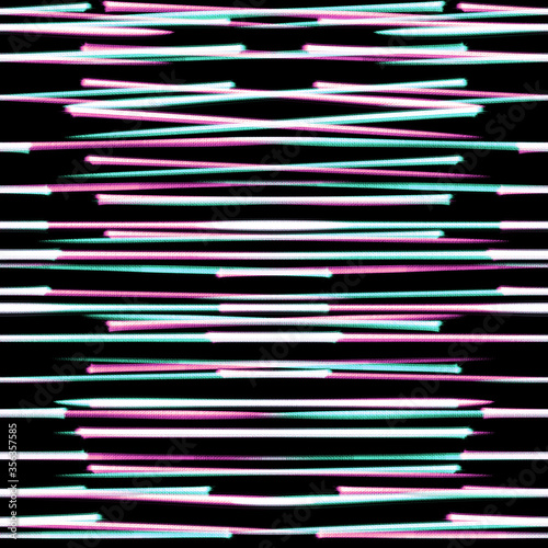 Neon seamless pattern with hand drawn colorful sticks on a black background