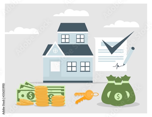 home loan approved concept, mortgage, flat design