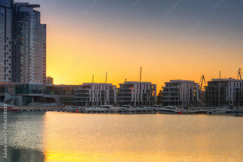 Gdynia by the Baltic Sea at sunset. Poland Gdynia by the Baltic Sea at sunset. Poland