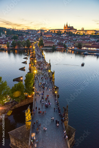 Photography Sunset in charles bridge prague