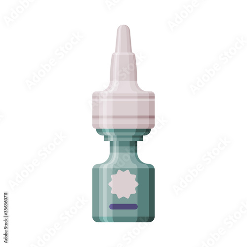 Medicine Plastic Bottle with Drops, Pharmaceutics, Drug Store, Medical Prescription Packaging Flat Style Vector Illustration