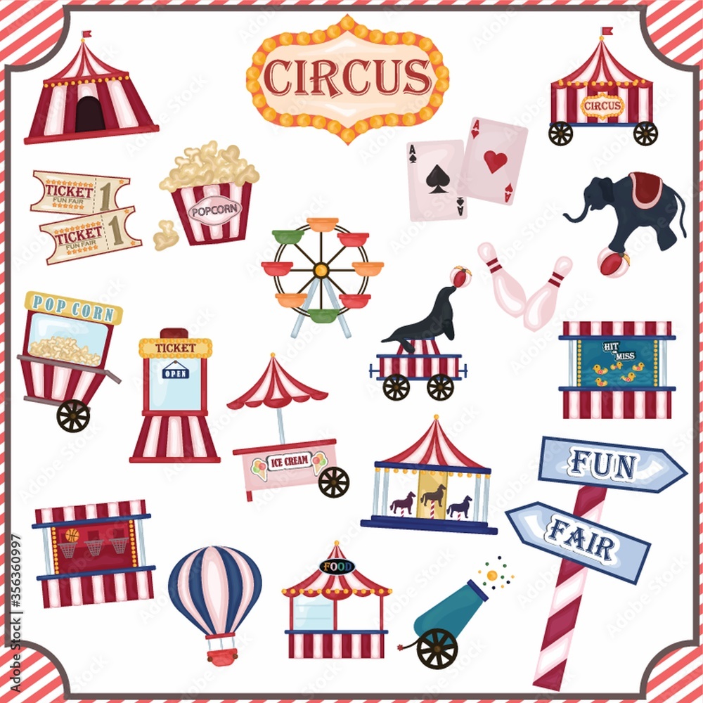 collection of circus icons collection of circus icons