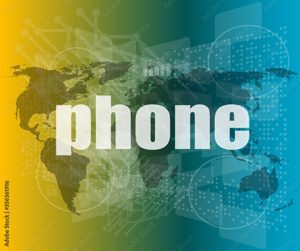 phone word on digital touch screen, business concept phone word on digital touch screen, business concept
