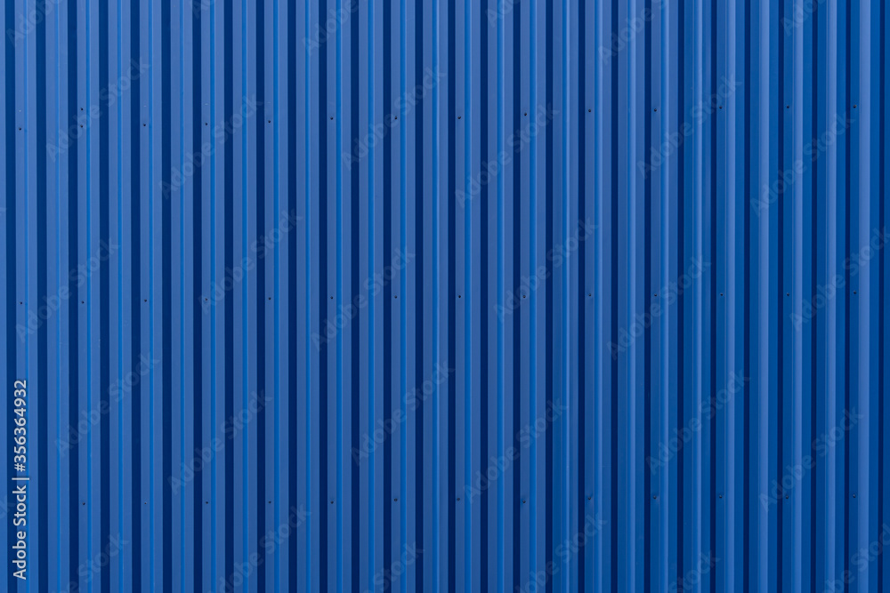 Striped Blue wave steel metal sheet cargo container line industry wall texture pattern for background. - obrazy, fototapety, plakaty 