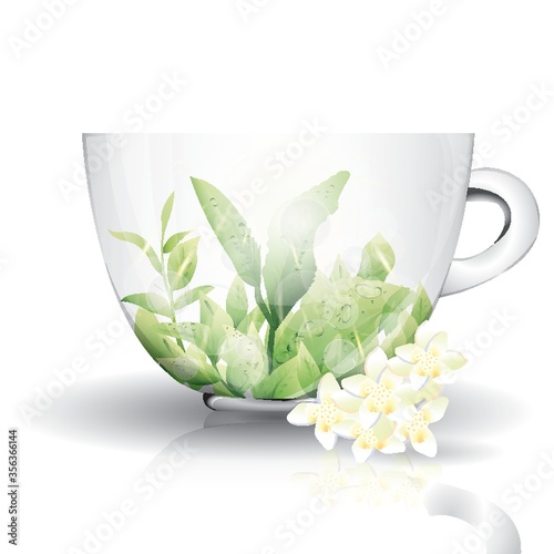 double exposure cup and herbs