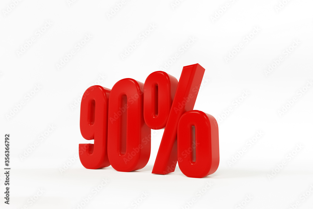 3D Rendering of a ninety percent symbol 3D Rendering of a ninety percent symbol