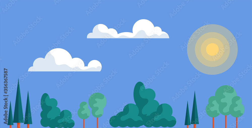 Fototapeta premium Banner with a landscape in flat style.