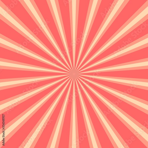 Sunlight wide retro faded background. Pale pink and beige color burst background.