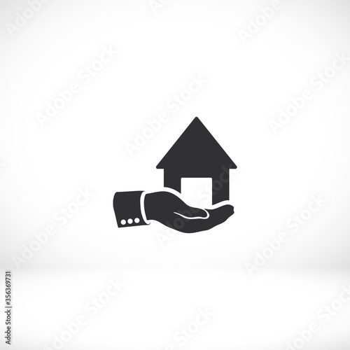 House in the hand. hand holds the house. warm and reliable. vector graphics of home and hands. Icon made for your best use. House over your hand. 10 eps