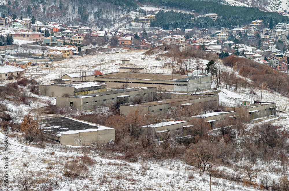 old military base in the winter