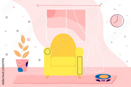 Vector flat interior illustration of home. Spending time at home on quarantine. Web cartoon vector illustration