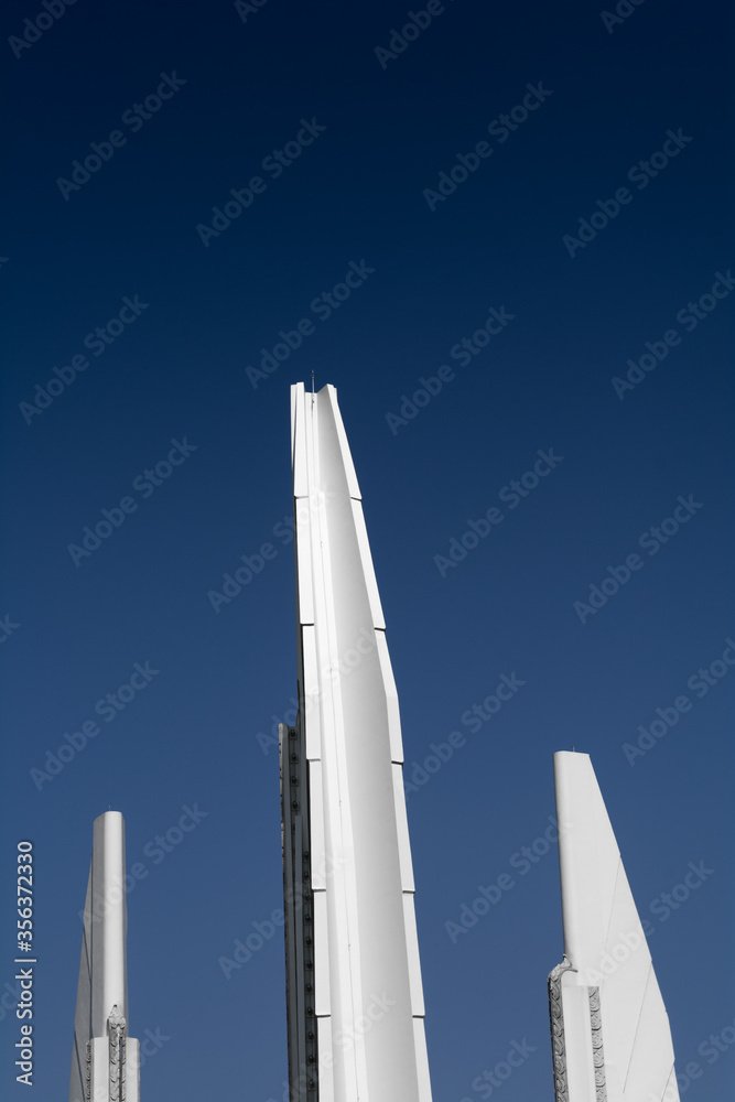 Part of clean designed monument with the deep blue sky Part of clean designed monument with the deep blue sky