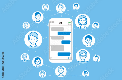 Chat app vector illustration smartphone