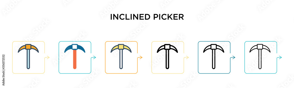 Inclined picker vector icon in 6 different modern styles. Black, two colored inclined picker icons designed in filled, outline, line and stroke style. Vector illustration can be used for web, mobile, Inclined picker vector icon in 6 different modern styles. Black, two colored inclined picker icons designed in filled, outline, line and stroke style. Vector illustration can be used for web, mobile,
