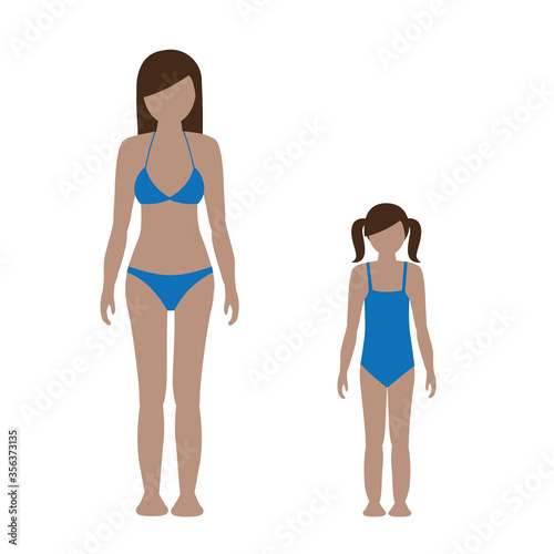 woman and girl character in underwear swimsuit vector illustration EPS10