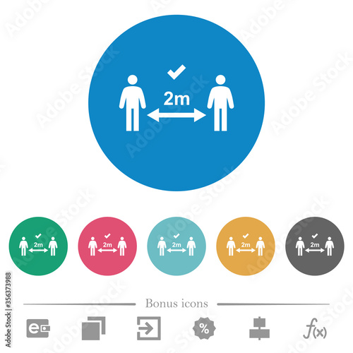 Correct social distancing flat round icons