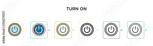 Tela Turn on vector icon in 6 different modern styles