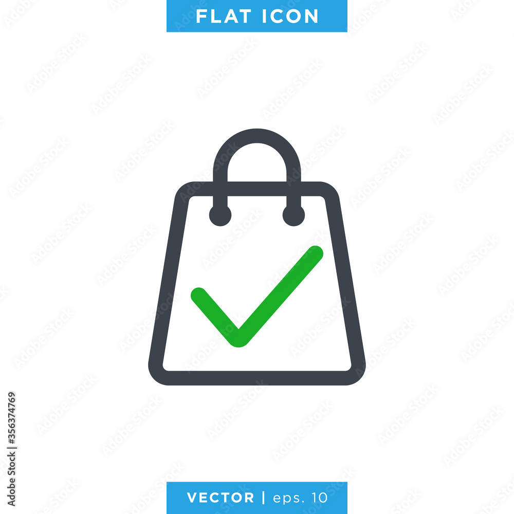 Shopping bag and check mark icon vector design template Shopping bag and check mark icon vector design template