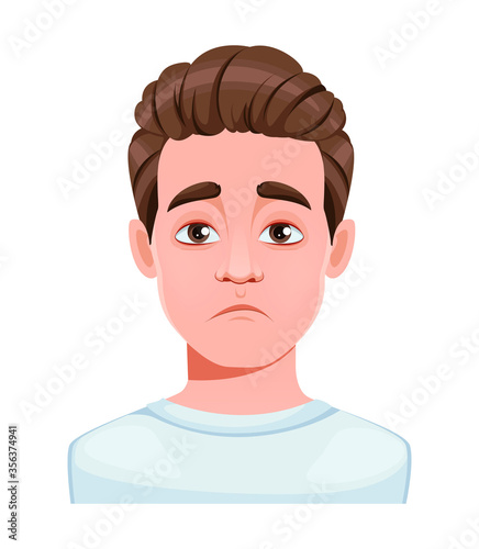 Face expression of handsome young man, disappointed