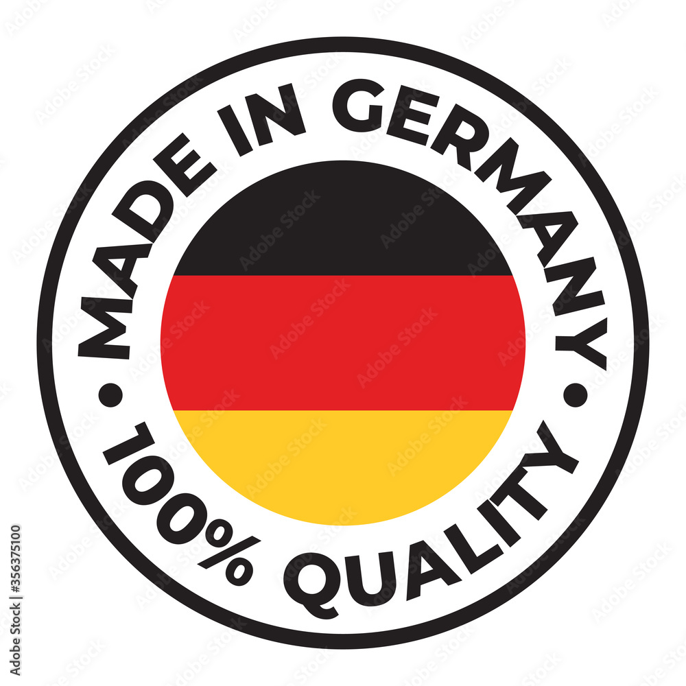 Vector circle symbol. Text Made in Germany with flag. Isolated on white background. Vector circle symbol. Text Made in Germany with flag. Isolated on white background.