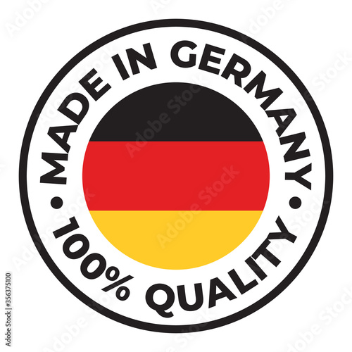 Vector circle symbol. Text Made in Germany with flag. Isolated on white background.