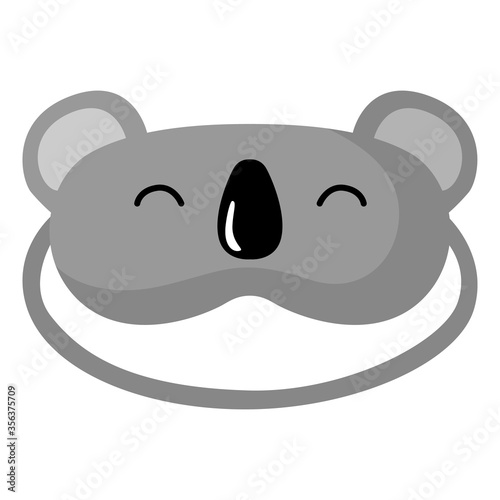 Children sleep mask koala on white background. Face mask for sleeping human isolated in flat style