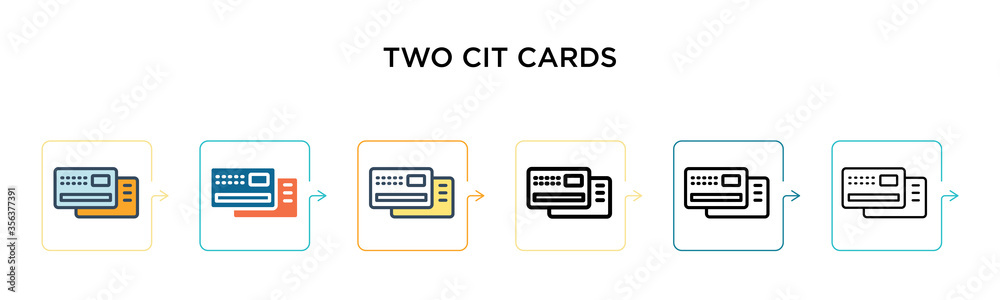 Two credit cards vector icon in 6 different modern styles. Black, two colored two credit cards icons designed in filled, outline, line and stroke style. Vector illustration can be used for web, Two credit cards vector icon in 6 different modern styles. Black, two colored two credit cards icons designed in filled, outline, line and stroke style. Vector illustration can be used for web,