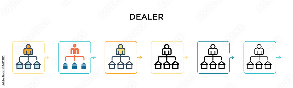 Dealer vector icon in 6 different modern styles. Black, two colored ...