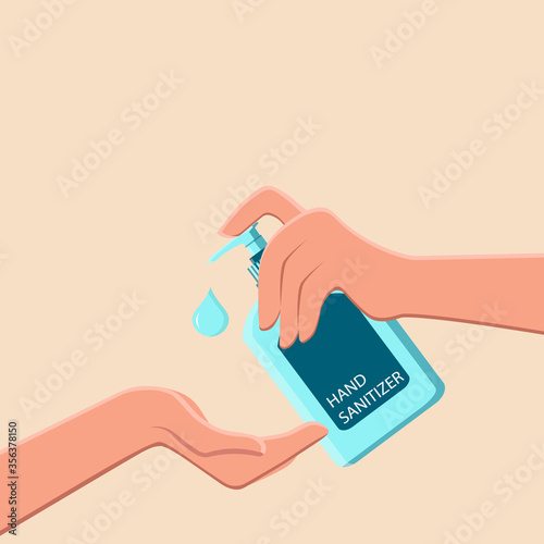 Hand sanitizer gel, spray, vector illustration. For washing hands in public places and at home.