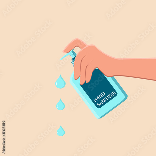 Hand sanitizer gel, spray, vector illustration. For washing hands in public places and at home.