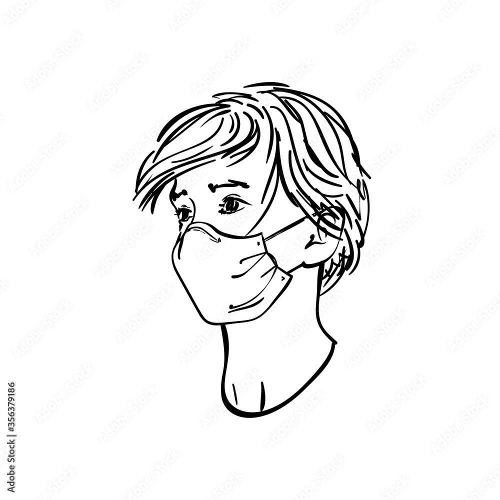Boy covering his face with smiling mask on white background. Vector  illustration Stock Vector Image & Art - Alamy