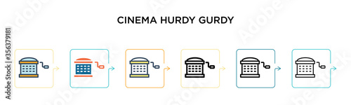 Cinema hurdy gurdy vector icon in 6 different modern styles. Black, two colored cinema hurdy gurdy icons designed in filled, outline, line and stroke style. Vector illustration can be used for web,