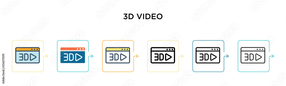 3d video icon vector icon in 6 different modern styles. Black, two colored 3d video icon icons designed in filled, outline, line and stroke style. Vector illustration can be used for web, mobile, ui 3d video icon vector icon in 6 different modern styles. Black, two colored 3d video icon icons designed in filled, outline, line and stroke style. Vector illustration can be used for web, mobile, ui
