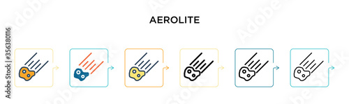 Aerolite vector icon in 6 different modern styles. Black, two colored aerolite icons designed in filled, outline, line and stroke style. Vector illustration can be used for web, mobile, ui