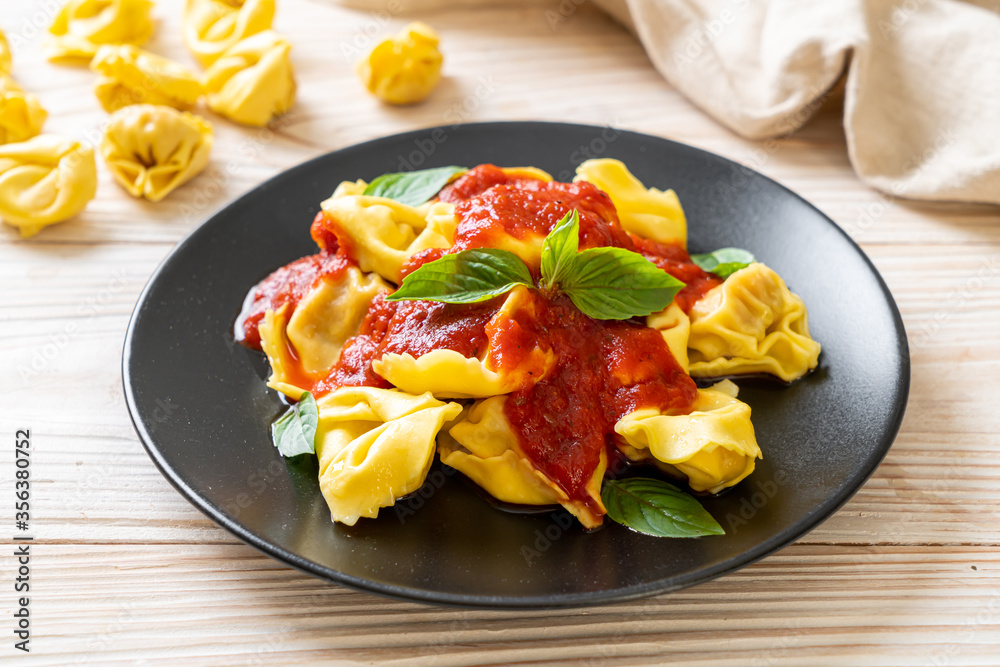 Italian tortellini pasta with tomato sauce