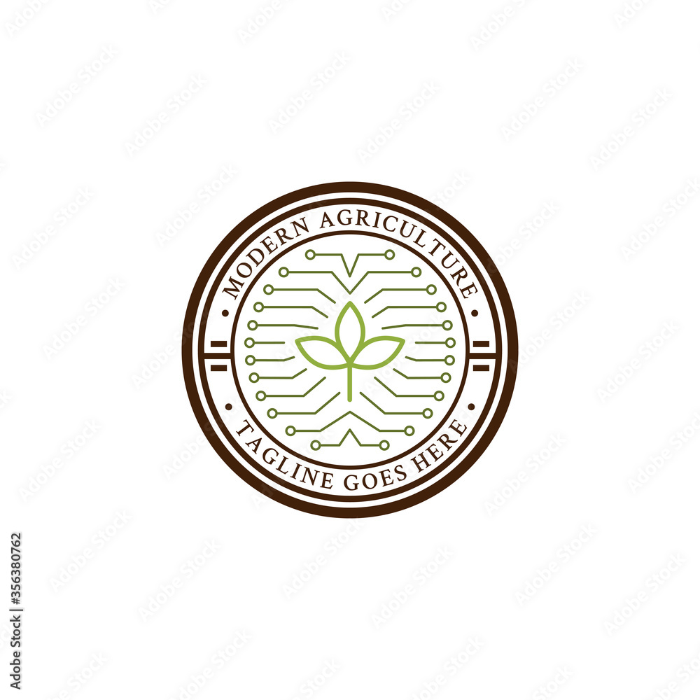 Premium technology agriculture logo vector, modern farm logo design template